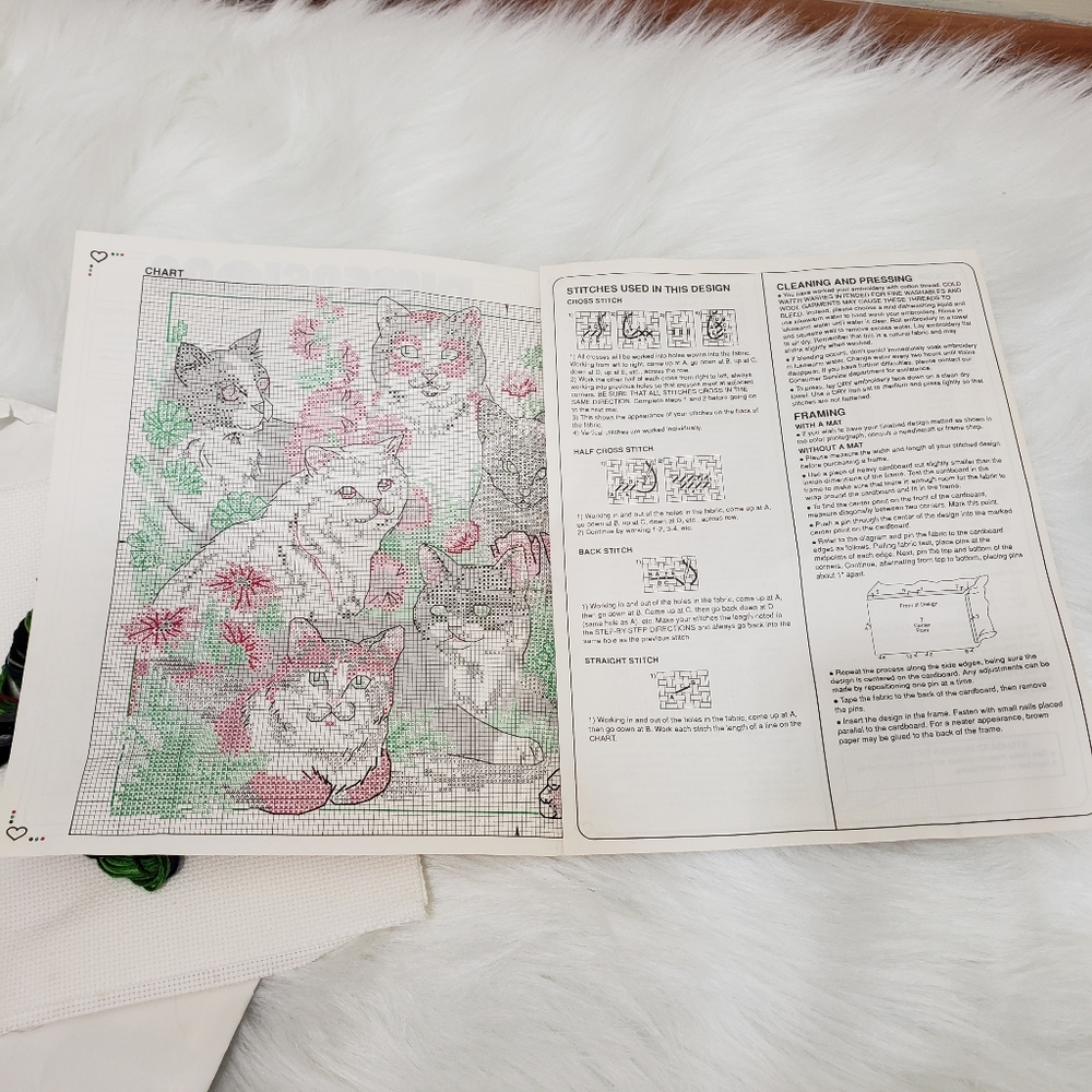 Vintage Dimensions counted cross stitch garden cat - Picture 6 of 11